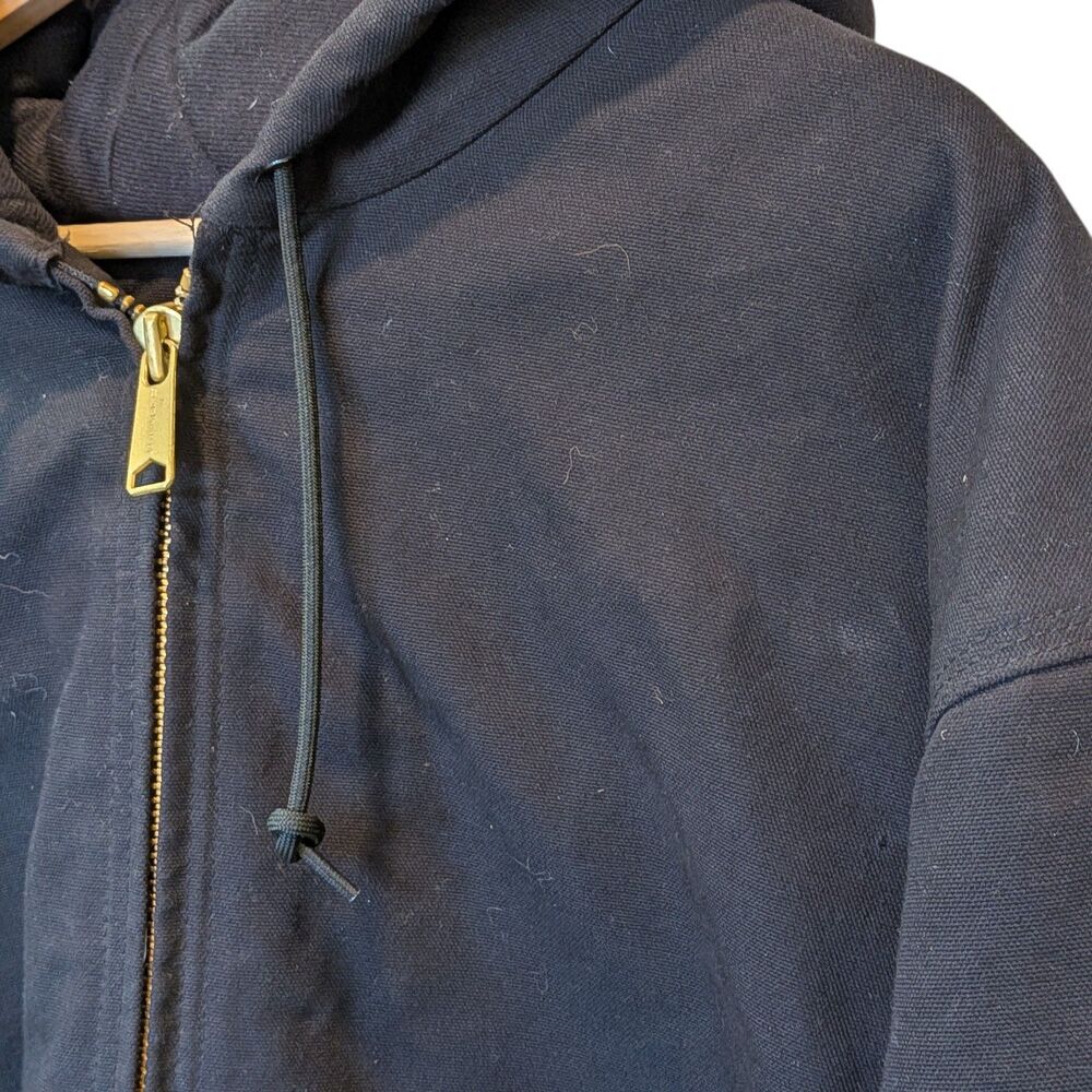 Carhartt OJ0140 Active Jacket Men's XL Tall Black Hooded Quilted Canvas USA Made - Picture 6 of 15